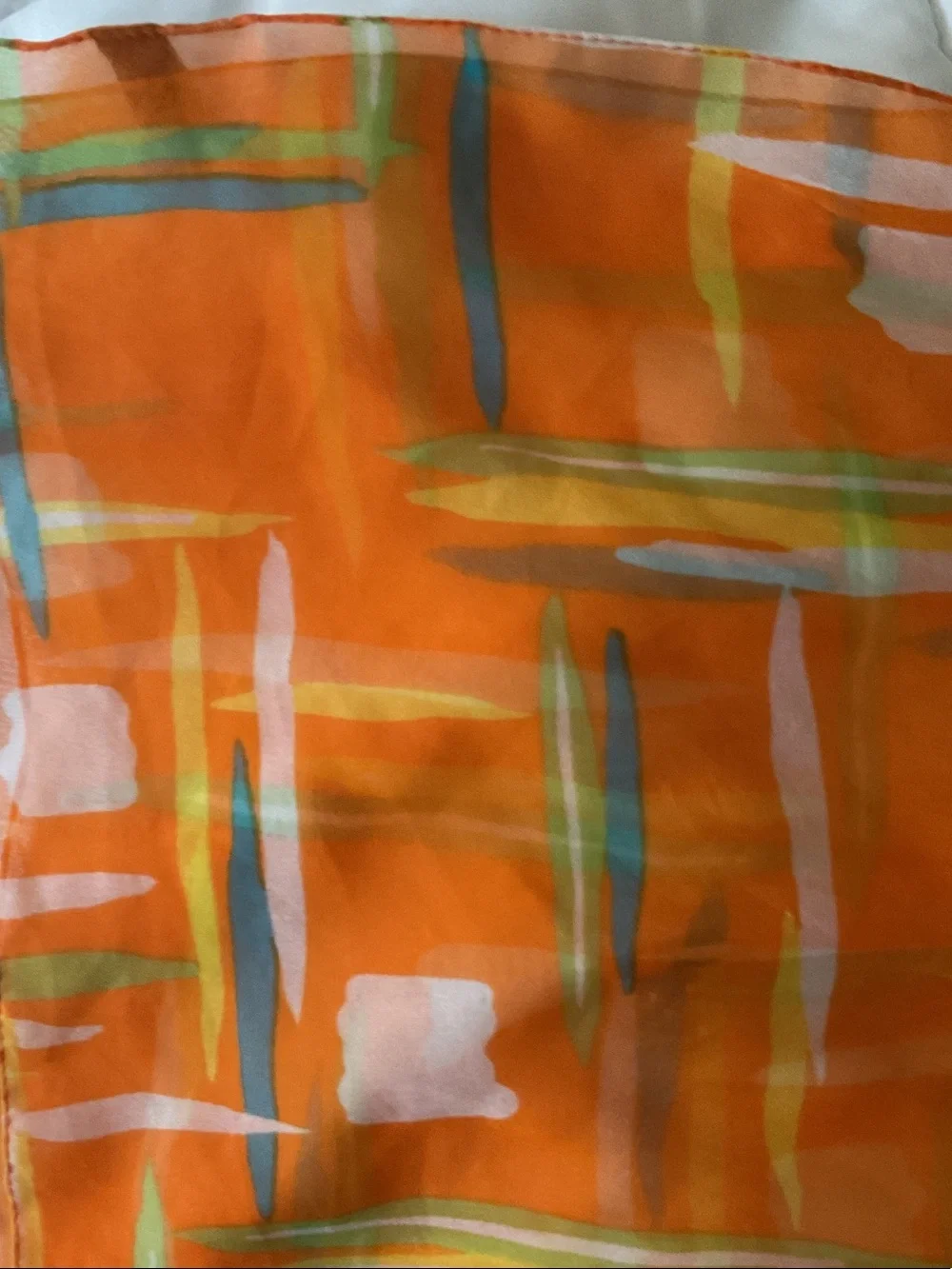 Vibrant Orange Brushstroke Print Scarf & Wrap